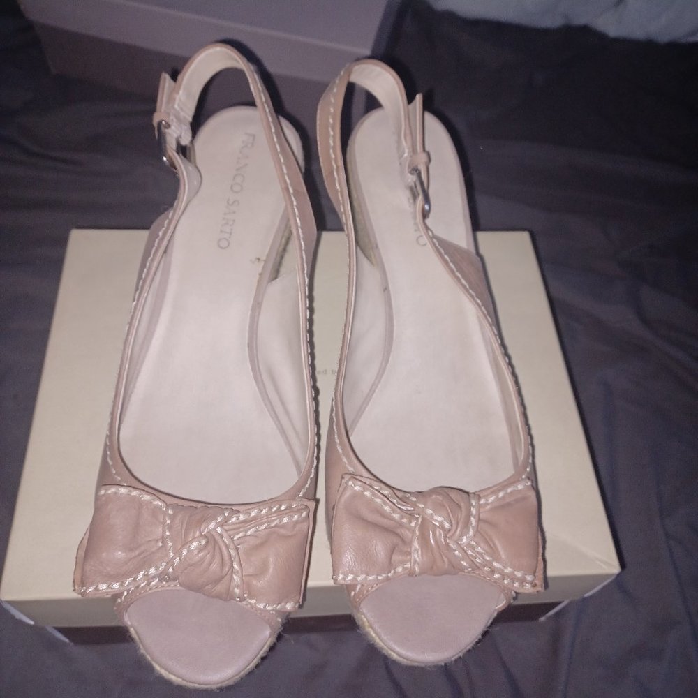 Tan Leather Espadrille Sling back Sandals